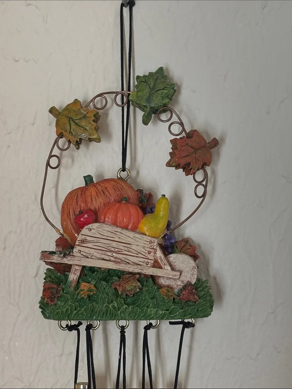 Autumn Harvest Pumpkin Wind Chime Wall Decor - Fall Colors